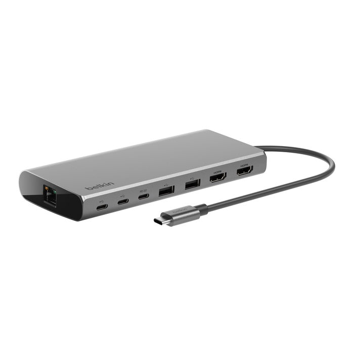 Belkin Belkin Connect Universal USB-C 8-in-1 Dual Display Core Hub - Space Grey (INC015btSGY-CZ), 100W PD, 10Gbps, 2x USB-C, 