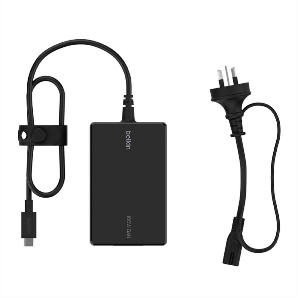 Belkin Belkin Connect USB-C Core 100W GaN Power Adapter + USB-C Cable (1.5M) - Black (INC016auBK), Compact Laptop Charger, CE