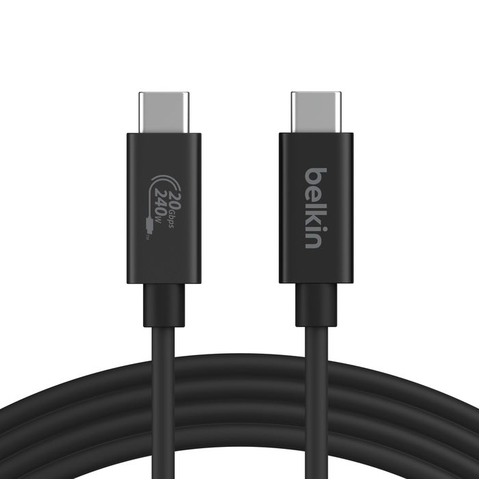 Belkin Belkin Connect USB4 USB-C to USB-C Cable (2M) - Black (INZ004BT2MBK), 5A/240W, 20Gbps,4K@60Hz, Thunderbolt 4, USB-IF C