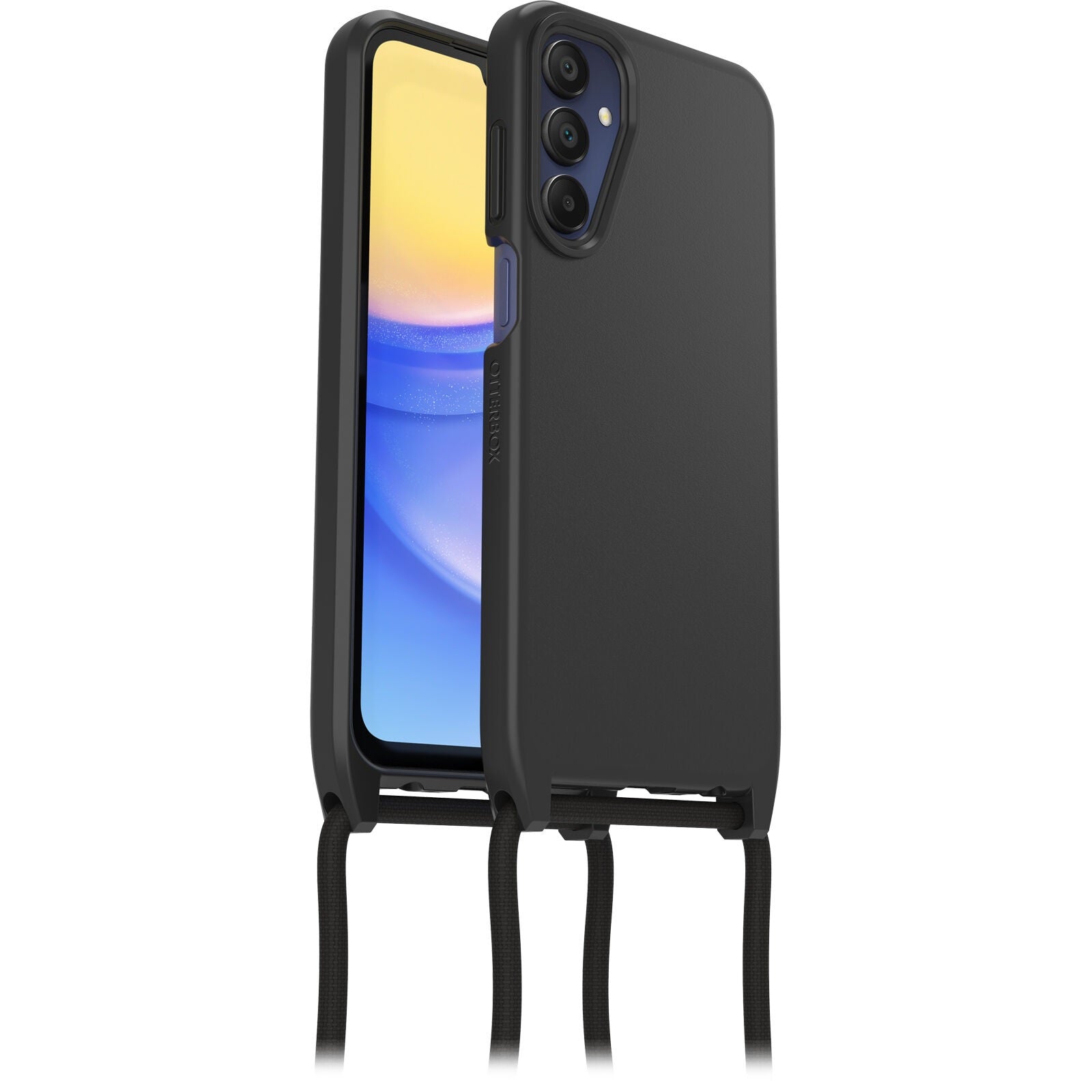OtterBox React Necklace Samsung Galaxy A15 5G (6.5") Case - Black (77-95204),DROP+ Military Standard,Detachable Nylon Rope,7 Years Warranty