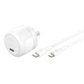 Belkin Belkin BoostCharge Compact 30W USB-C PD 3.1 Wall Charger + USB-C to Lightning Cable - White (WCA008au1MWH-B5), Apple, 