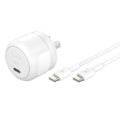Belkin Belkin BoostCharge Compact 30W USB-C PD 3.1 Wall Charger + USB-C to USB-C Cable (1M) - White (WCA008au1MWH-B6), Apple,