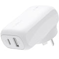 Belkin Belkin BoostCharge Dual Wall Charger 42W - White (WCB009auWH), 1xUSB-C (30W), 1xUSB-A (12W), Fast Charge, Travel Frien