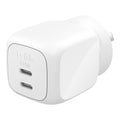 Belkin Belkin BoostCharge Pro 50W Dual USB-C GaN Wall Charger - White (WCH019AUWH), Compact Laptop Charger, Travel-Ready, CEW
