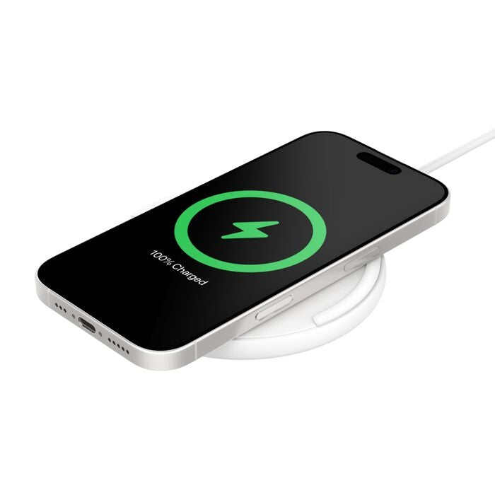 Belkin Belkin BoostCharge Wireless Charging Pad + USB-C to USB-C Cable (1.5M) - White (WIA012fqWH), 15W, LED Indicator, Apple