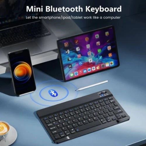USP Bluetooth Wireless Keyboard – Rechargeable, Ultra-Thin & Portable, Compatible - iPad, Mac, PC, & Android devices, Bluetooth 5.0, 3 Years Warranty