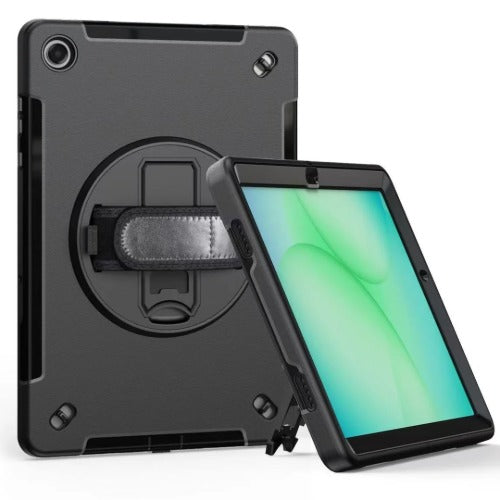 USP Samsung Galaxy Tab A9+ (11') Case Black - Built-in-Kickstand, Hand & Shoulder Strap, DropProof, Pen holder, ShockProof, 5 Years Warranty