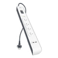 Belkin Belkin SurgePlus 4-Outlet 2-Meter Surge Protection Strip With Two (2.4) Amp USB Charging Ports - White (BSV401au2M), 2