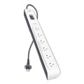 Belkin Belkin SurgeMaster 6-Outlet Surge Protection Strip - White/Grey (BSV603au2M), 2M Power Cord, 650 Joules Protection, CE