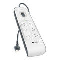 Belkin Belkin SurgePlus 6-Outlet 2-Meter Surge Protection Strip With Two (2.4) Amp USB Charging Ports - White (BSV604au2M), 2
