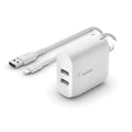 Belkin Belkin BoostCharge 24W Dual USB-A Wall Charger + Lightning to USB-A Cable (1M) - White (WCD001au1MWH), 2xUSB-A (12W), 