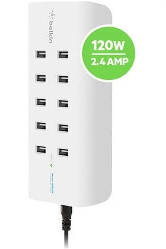 Belkin Belkin RockStar™ 10-Port USB-A Charging Station - White (B2B139au), Intelligent Charging,120W, Overcurrent protection,