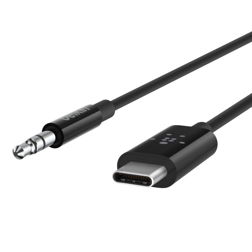 Belkin Belkin RockStar USB-C to 3.5mm Audio Cable (0.9M) - Black (F7U079bt03-BLK), Superior Audio, Apple iPhone, USB-IF Certi