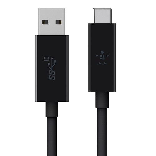 Belkin Belkin 3.1 USB-C to USB-A Cable (1M) - Black (F2CU029bt1M-BLK), 3A/60W, 10Gbps, Thunderbolt 3, Reversible USB-C Connec