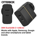 OtterBox 30W Dual Port Premium PD Fast Wall Charger - Black (78-80029), Compact, Drop Tested, Safe  Smart Charging, Best for Apple, 2 Years Warranty