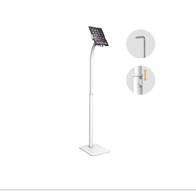 Brateck Bratech Height Adjustable Universal Anti-TheftTable Floor Stand compatible with7.9”-11” Tablets-White 220x300x1325mm 