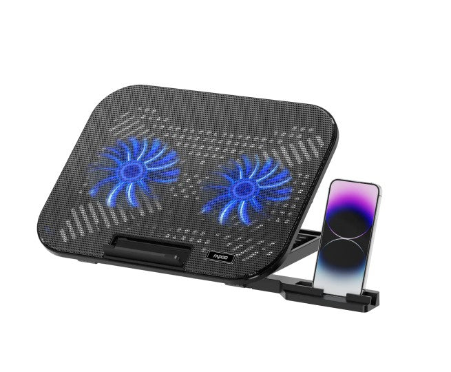 Rapoo Laptop Cooling Pad CF200,  2 High-Efficiency Cooling Fans, 6 Adjustable Angles, Multi-Functional  Versatile