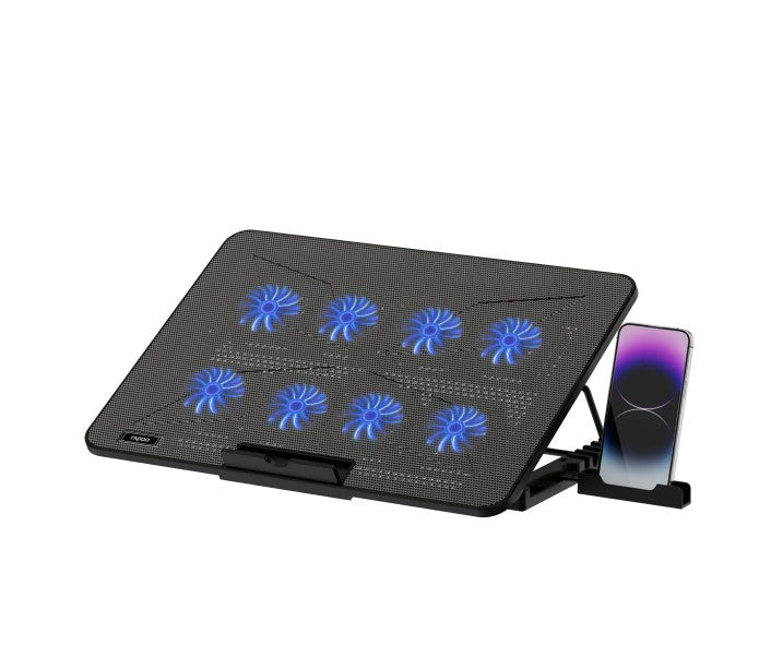 Rapoo Laptop Cooling Pad CF300, 8 High-Efficiency Cooling Fans , 7 Adjustable Angles, Multi-Functional  Versatile