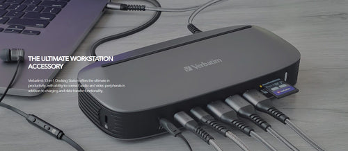 Verbatim (LS)Verbatim 4K USB-C Triple Monitor Docking Station  - 70W Power Delivery 13-in-1, 2x HDMI, 1x VGA, 4K 3840x2160p, 