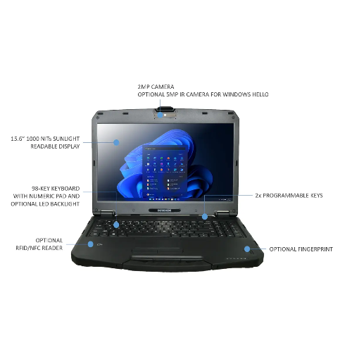 Durabook DURABOOK S15, 15" FHD, Intel® Core™ i5-1235U, Windows 11, 16GB RAM, 512GB PCIe SSD,Wi-Fi 6E, Bluetooth v5.3, 2MP Fro