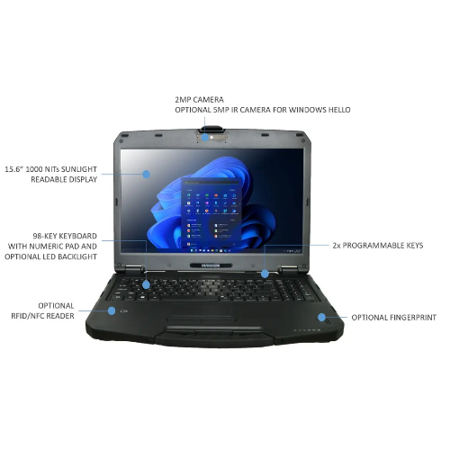 Durabook DURABOOK S15, 15" FHD, Intel® Core™ i7-1255U, Windows 11, 16GB RAM,  512GB SSD,Wi-Fi 6E, Bluetooth v5.3, 2MP Front C
