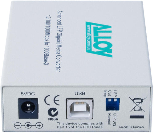 Alloy Alloy GCR2000ST 10/100/1000Base-T to Gigabit Fibre (ST) Converter with LFP via FEF or FM. 220m or 550m