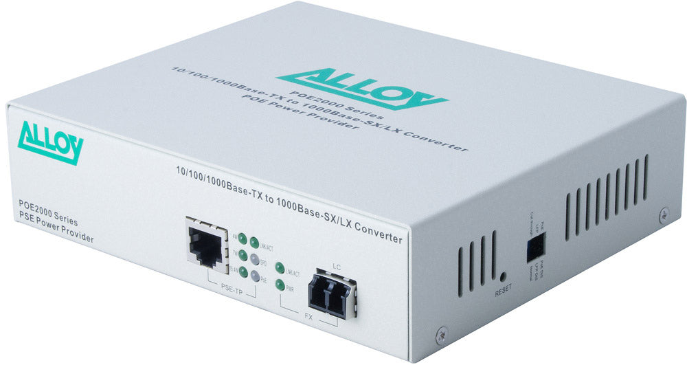 Alloy Alloy POE2000LC.10 10/100/1000Base-T PoE RJ-45 to 1000Base-LX SingleMode (LC). Wavelength: 1310nm. Max. range 10Km (EOL