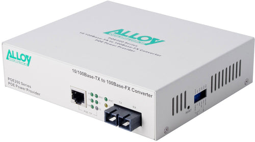 Alloy Alloy POE200SC.20 10/100Base-TX to 100Base-FX Single Mode Fibre (SC) Converter, provides PoE power (RJ-45). 20km