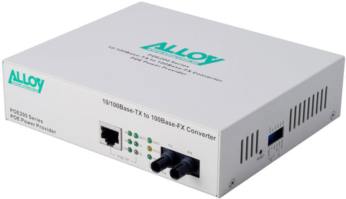 Alloy Alloy POE200ST 10/100Base-TX to 100Base-FX Multimode Fibre (ST) Converter, provides PoE power (RJ-45). 2km