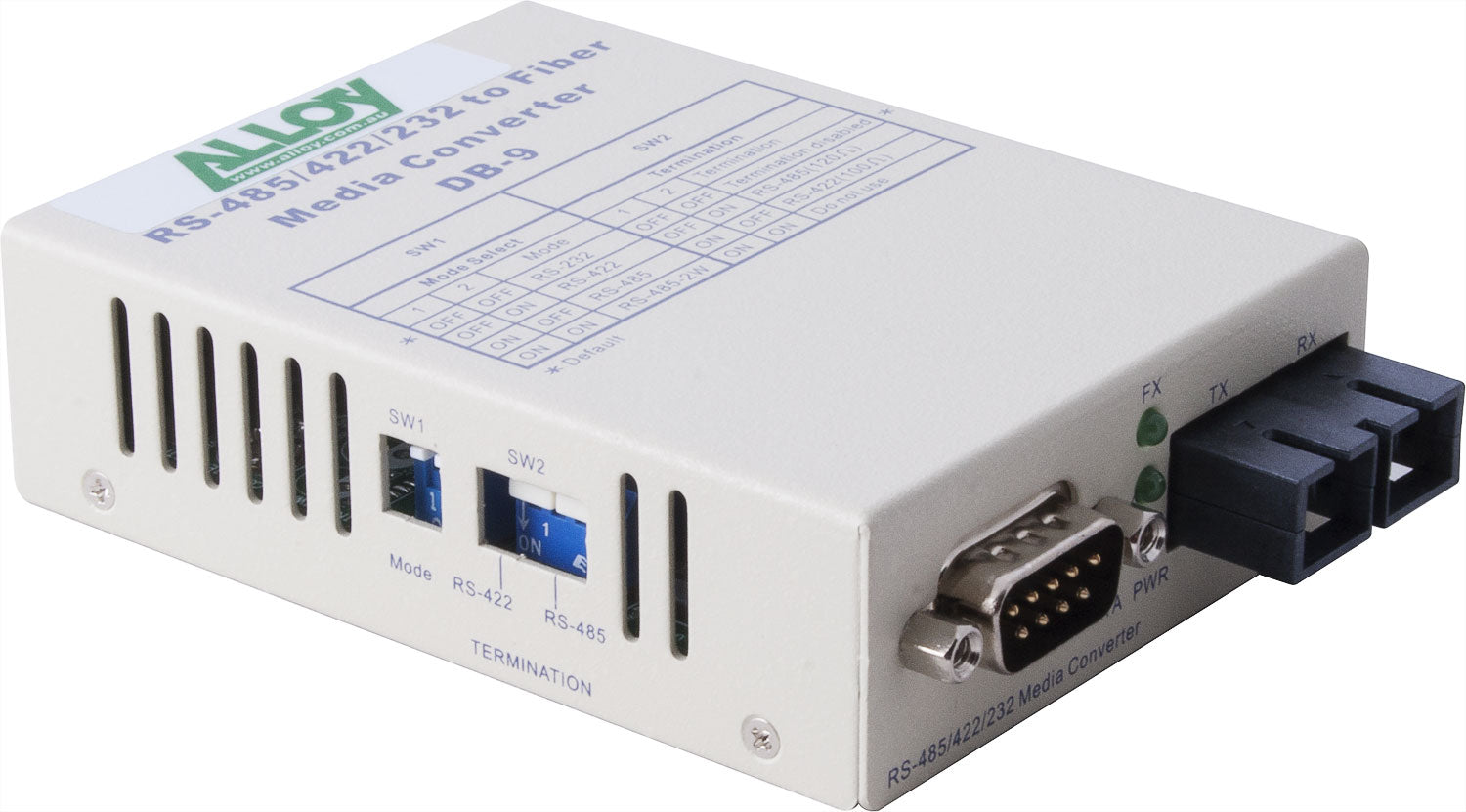 Alloy Alloy SCR460SC-1 RS-232/422/485 Serial DB-9 to Multimode Fibre Converter. Max. range 2Km