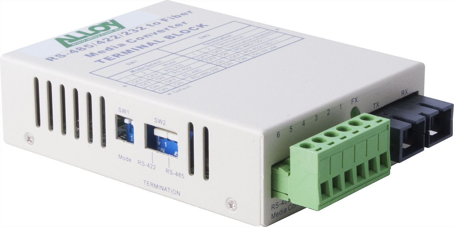 Alloy Alloy SCR460SC-4 RS-232/422/485 Serial Terminal to Single Mode Fibre Converter. Max. range 20Km