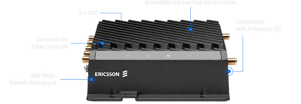 Ericsson Cradlepoint R980 5G Mobile  IOT Ruggedized Router, Essential Plan, 5G  Cat 19 LTE, 2x GbE Ports, Dual SIM, 1xUSB2.0,
