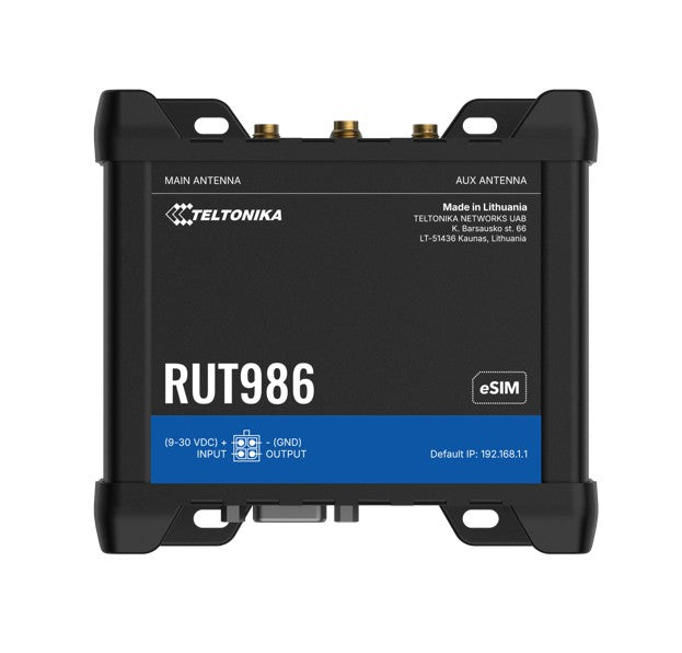 Teltonika RUT986 INDUSTRIAL GLOBAL LTE CAT 4 ROUTER, Telit Cat 4 Modem, 4x Ethernet Ports, PSU included