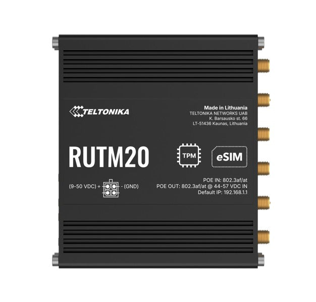 Teltonika RUTM20 COMPACT 5G ROUTER, Global 5G Telit, Dual SIM & eSIM, Active PoE, PSU included