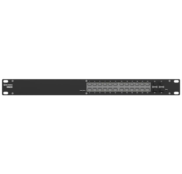 Teltonika SWM281 Gigabit Ethernet managed switch, 24 Gigabit Ethernet with 4 SFP ports, VLAN segmentation, 2-year free RMS