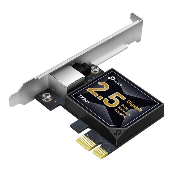 TP-Link TX201 2.5G 2.5 Gigabit PCI Express Network Adapter Low-Profile  Full-Height Brackets 1× PCI Express 2.1 x 1, 1× RJ45 Gigabit/Megabit Port (NI