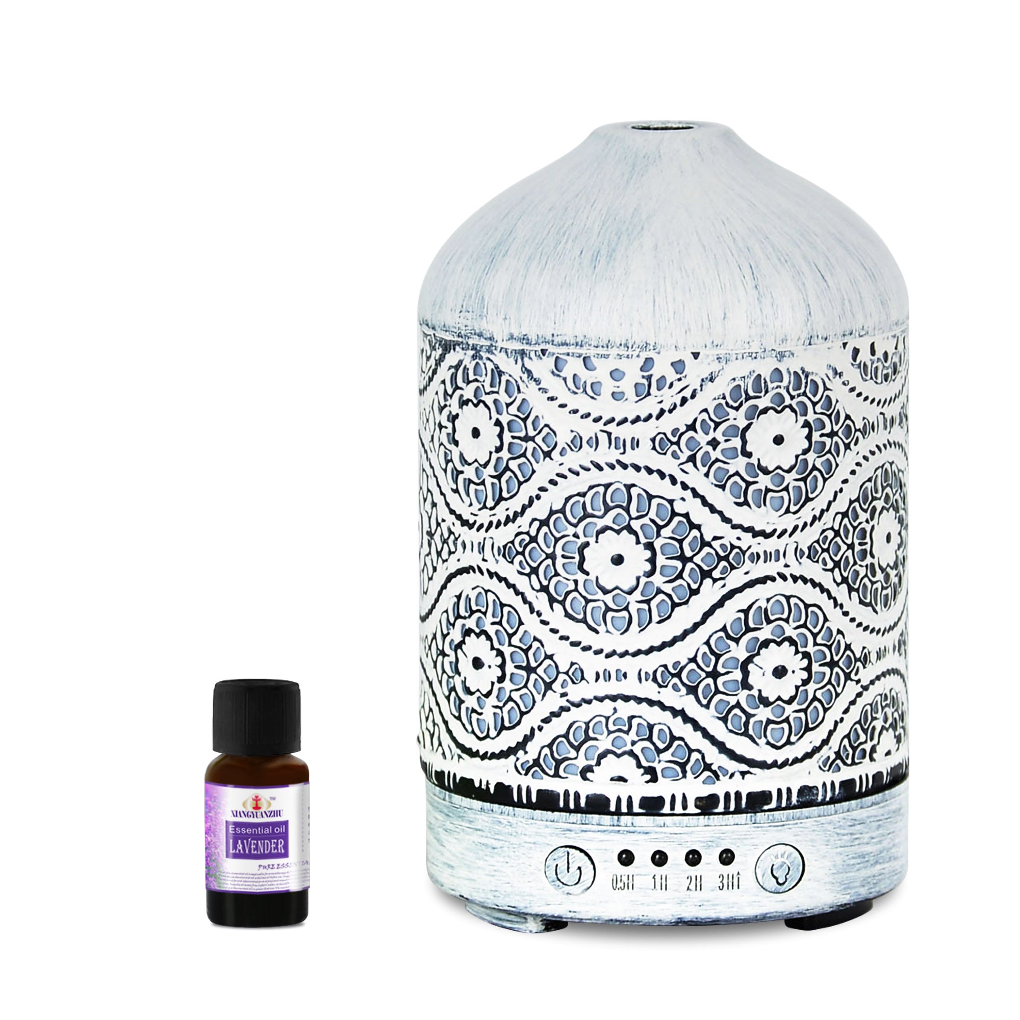 MBEAT (LS) mbeat® activiva Metal Essential Oil and Aroma Diffuser-Vintage White -100ml Built-in 7 LED colour changing Auto st
