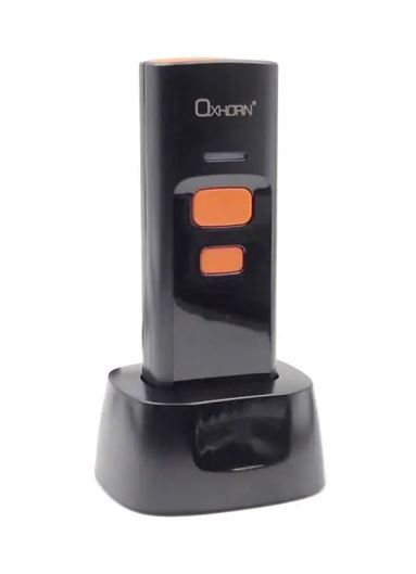Oxhorn Mini Wireless 2.4G Bluetooth 5.0 2D Barcode Scanner Commercial Grade USB PlugPlay 5V 1A 12hr working Duration rechargeable battery Black