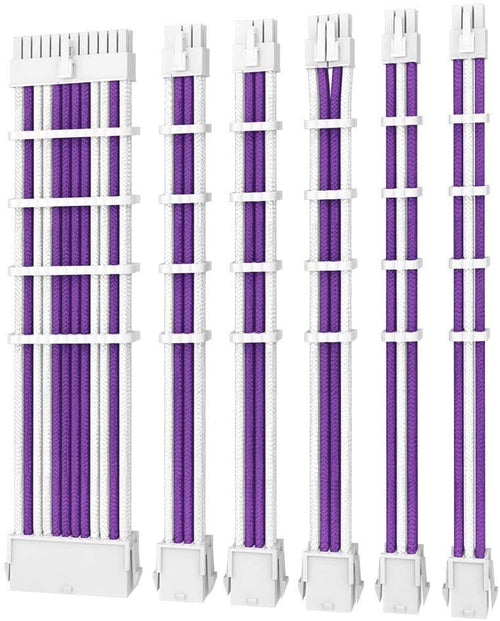 Antec Antec PSU -  Sleeved Extension Cable Kit V2 - Purple / White. 24PIN ATX, 4+4 EPS, 8PIN PCI-E, 6PIN PCI-E, Compatible wi
