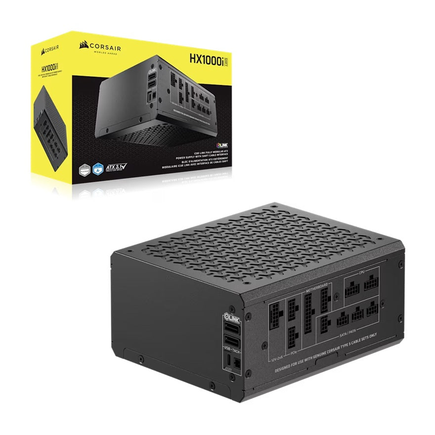 Corsair Corsair HX1000i SHIFT Fully Modular Platinum ATX Power Supply, ATX 3.1, 8x PATA, 2x EPS, 8x SATA, 4x PCIe, DSP, fully