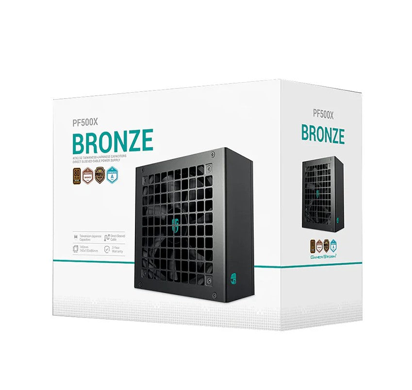 DEEPCOOL DeepCool PF500X 500W Gamer Storm 80+ Bronze/ Cybenetics ATX Power Supply 120mm Fan, Japanese  Taiwanese Capacitors, 