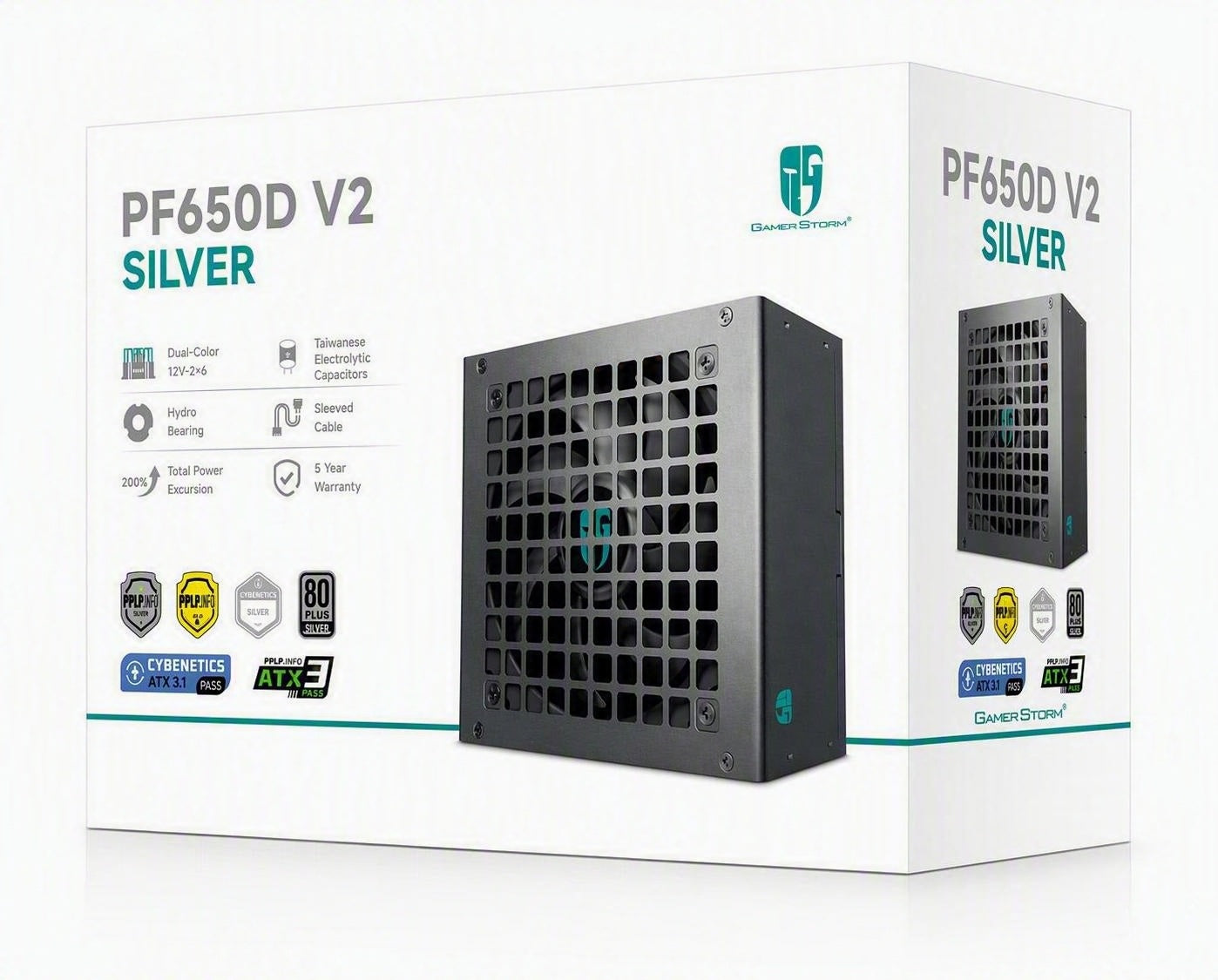 DeepCool PF650D V2 650W  Gamer Storm 80+ Silver/Cybenetics Non-Modular ATX Power Supply, Taiwanese Capacitors, ATX12V V3.1