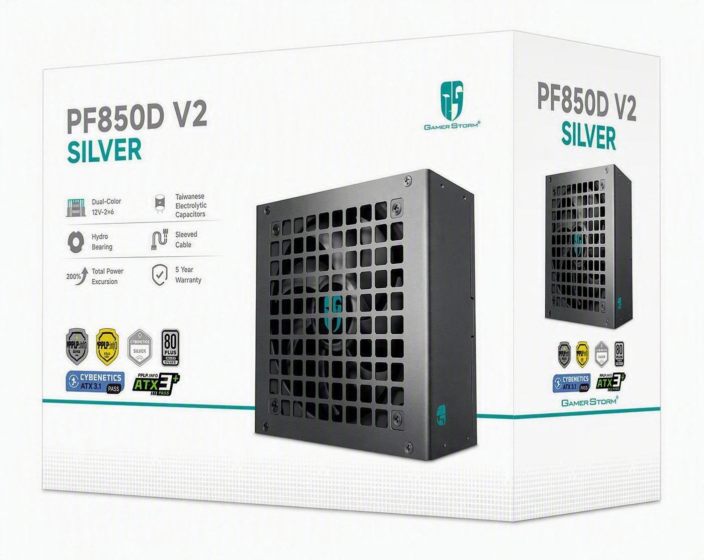 DeepCool PF850D V2 850W Gamer Storm 80+ Silver/Cybenetics Non-Modular ATX Power Supply, Taiwanese Capacitors, ATX12V V3.1