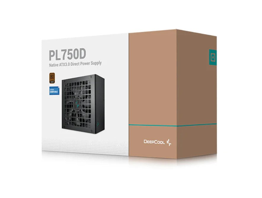 DEEPCOOL DeepCool PL750D 750W 80+ Bronze Certified Non-Modular ATX Power Supply(Direct Cable), 120mm Fan, DC to DC, ATX3.1, 1