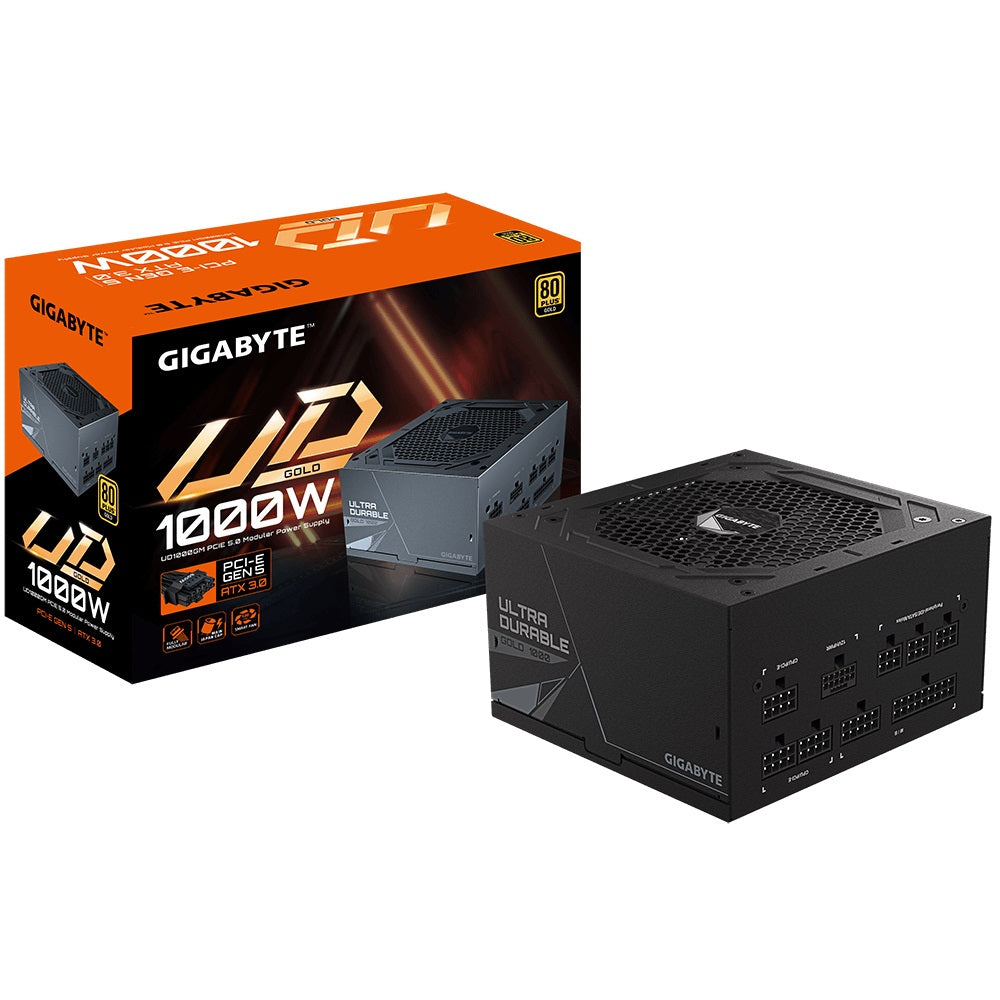 Gigabyte Gigabyte UD1000GM PG5 2.0 1000W ATX PSU Power Supply  80+ Gold >90% 120mm Fan Black Flat Cables Single +12V   >100K 