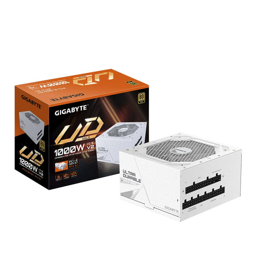 Gigabyte (LS) Gigabyte UD1000GM PG5 ICE 1000W ATX PSU Power Supply  80+ Gold >90% 120mm Fan Black Flat Cables Single +12V   >