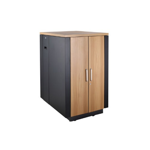 LDR Assembled Soundproof 24U Cabinets ( Black and Wood Color), 3 Pcs Low Noise Fans,2pcs Side Panels, Lockable And Removable Barrel Locking.
