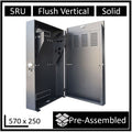 LDR Assembled 5U Flush Wall Mount Vertical Cabinet (570mm x 250mm) - 4U Rack For Gear  2U Mount For Patch Panels - Black Metal Construction