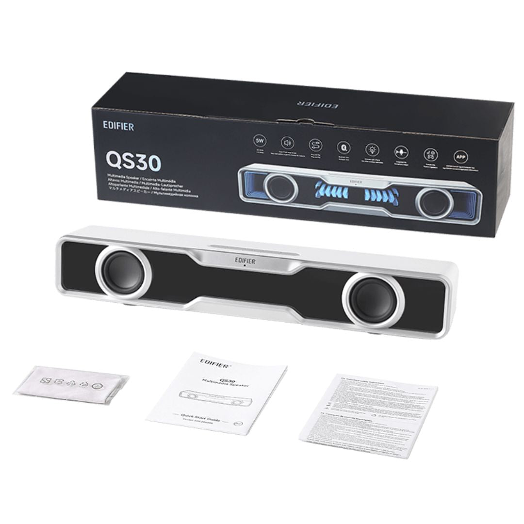 EDIFIER Edifier QS30 White GTM Deck Version 03 Computer / Tabletop Bluetooth Speaker 2.5W*2 (RMS) total output power Dual 2" 