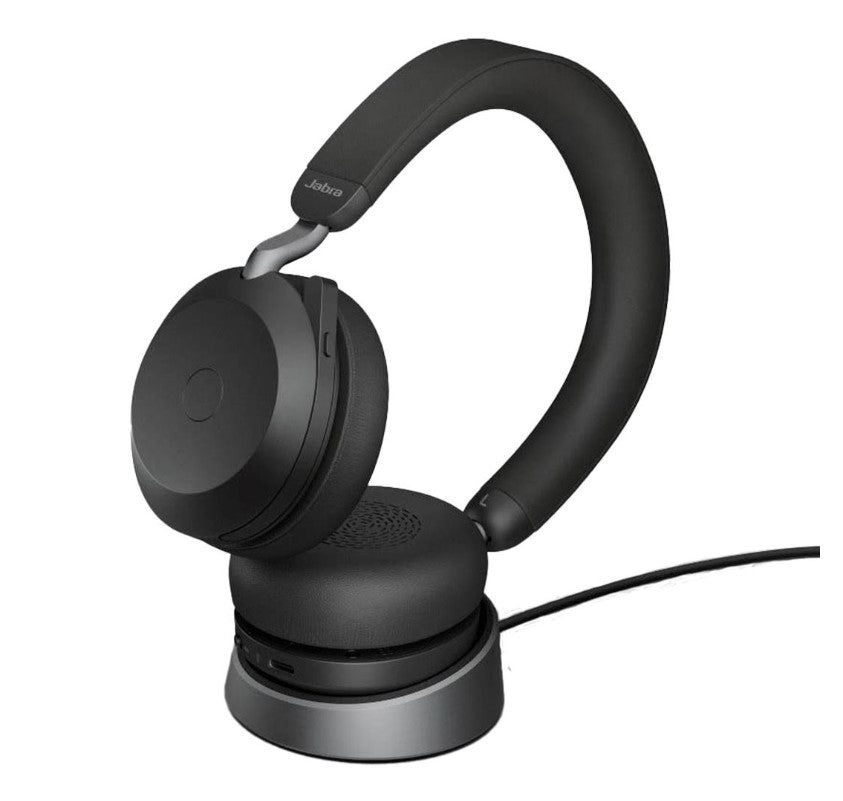 Jabra Evolve2 75 USB-C Link380a UC Stereo Stand Black, 8-Mic Technology, 36 Hours Battery  Fast Charge, Dual-Foam Tech, Discreet Hide-Away Boom Arm